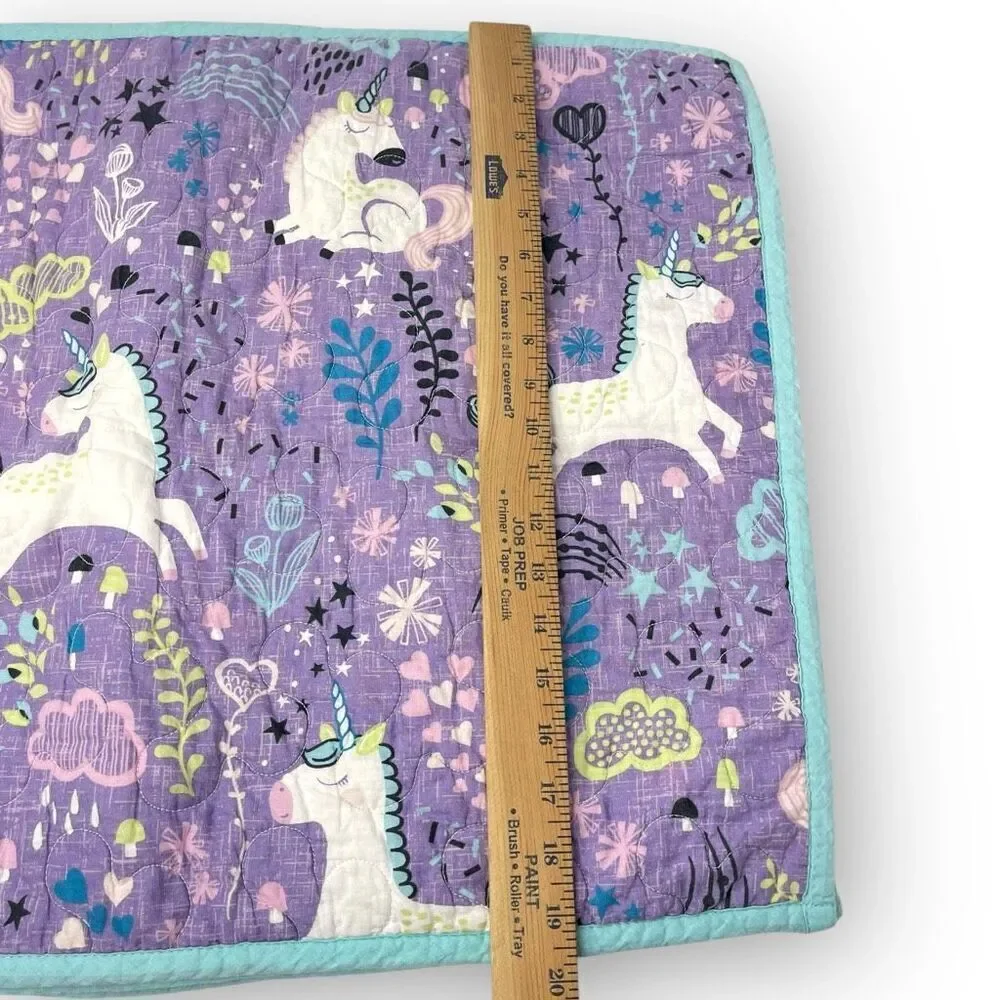 Urban Habitat Kids Ella Unicorn Quilt Quilted 3 Pillow Shams Purple Teal Used
